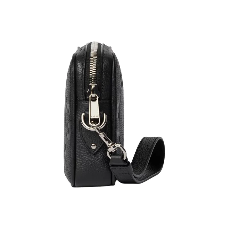 GUCCI Leather Clutch Small Size Men's Black-2