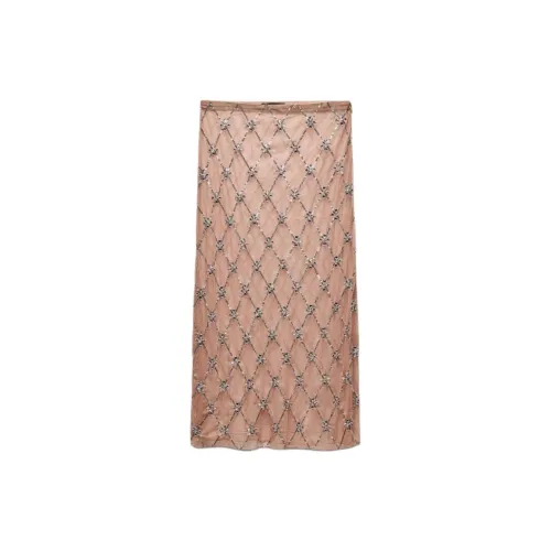 ZARA Casual Long Skirts Women's Pink