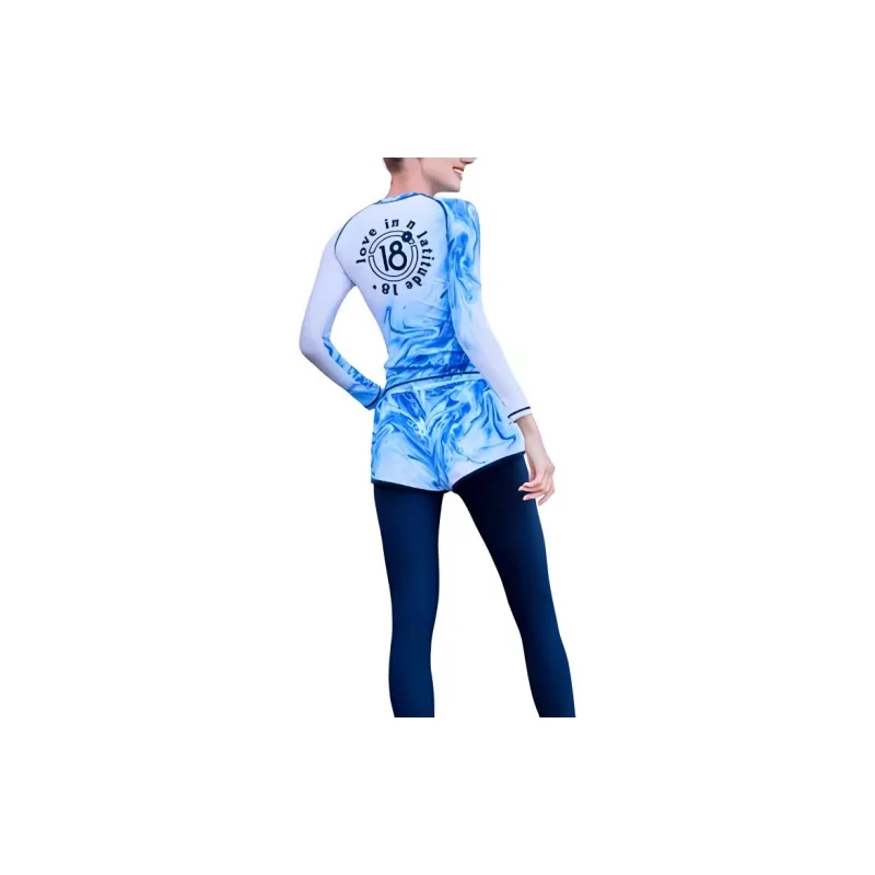 ZOKE Two-Piece Swimsuits Women's Blue White Flower-1