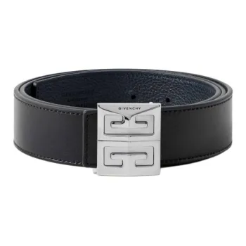 GIVENCHY 4G Logo Label Leather Leather Belts Men's Black/Navy Width: 4cm