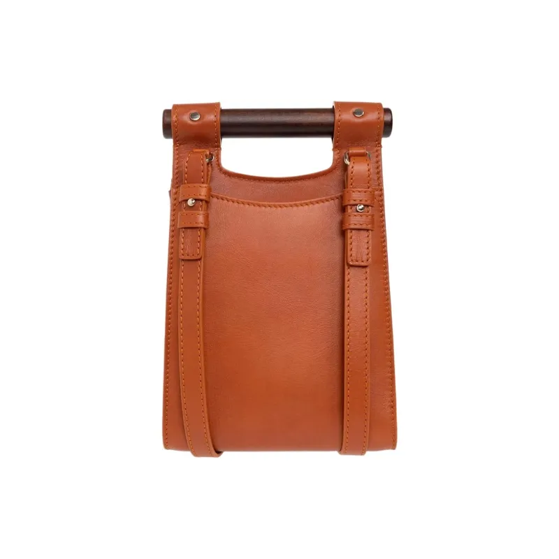 Chloe Cow Leather Cell Phone Pocket Handbag Women's Red Brown-1