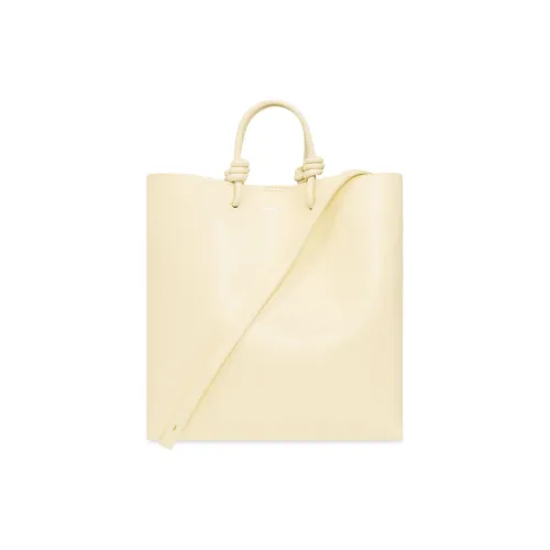 JIL SANDER Calfskin Tote Bag, Shopping Bag, Shoulder Bag, Crossbody Bag, Handbag Women's Light Yellow