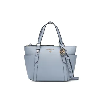 MICHAEL KORS MK Sullivan Cross Grain Natural Leather One Shoulder Handbag Small Size Women's Light Blue