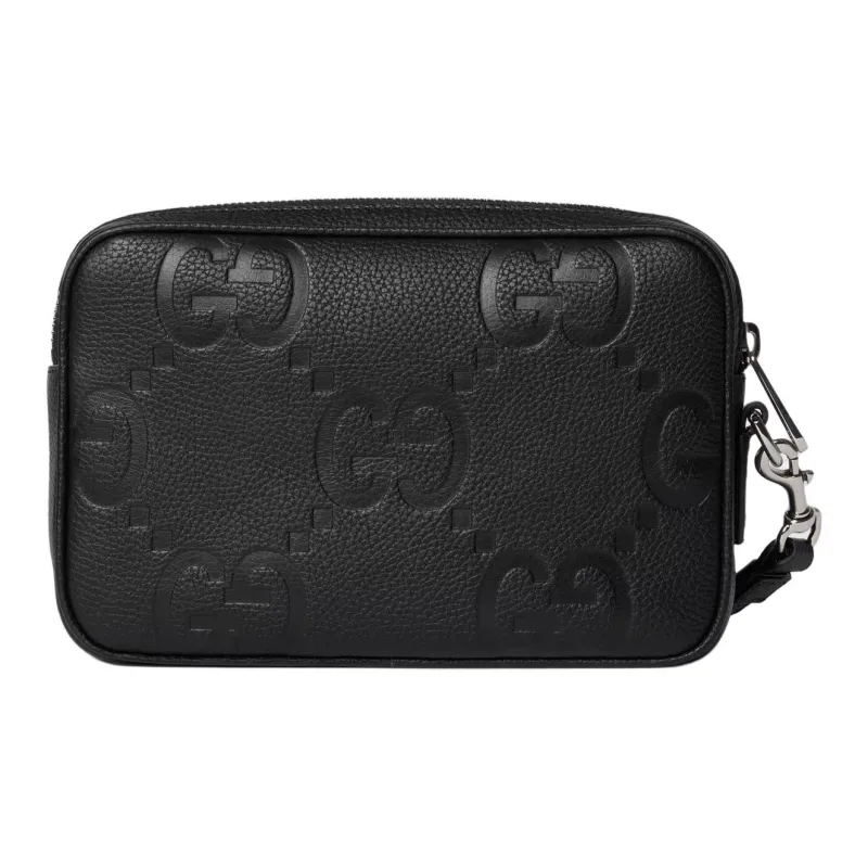 GUCCI Leather Clutch Small Size Men's Black-3