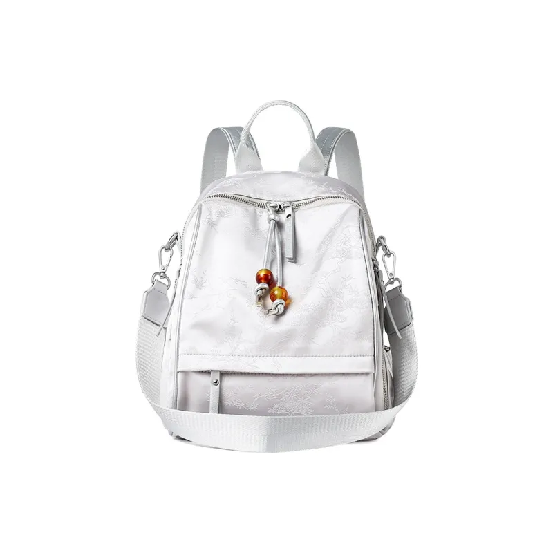 TUCANO Fabric With PU Leather University Student Everyday Backpack Tubas Women's Silver/Black-0