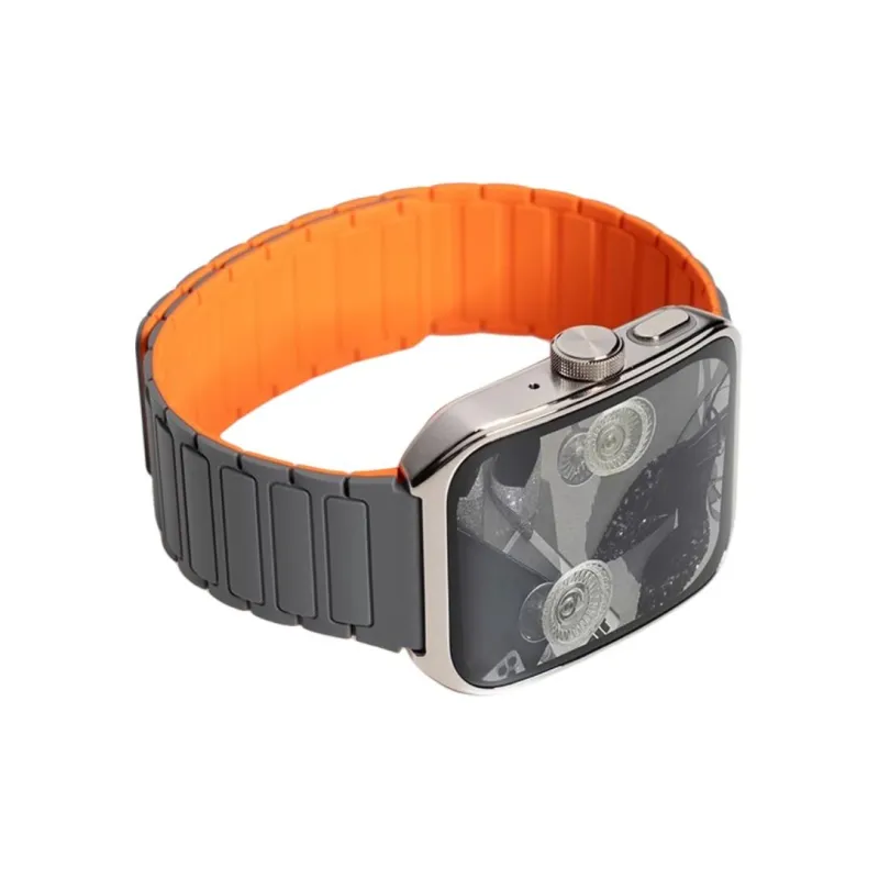 FZRT OPPO Compatibility Watch Band Armor Style Color Block Silicone Magnetic Silicone Material-1