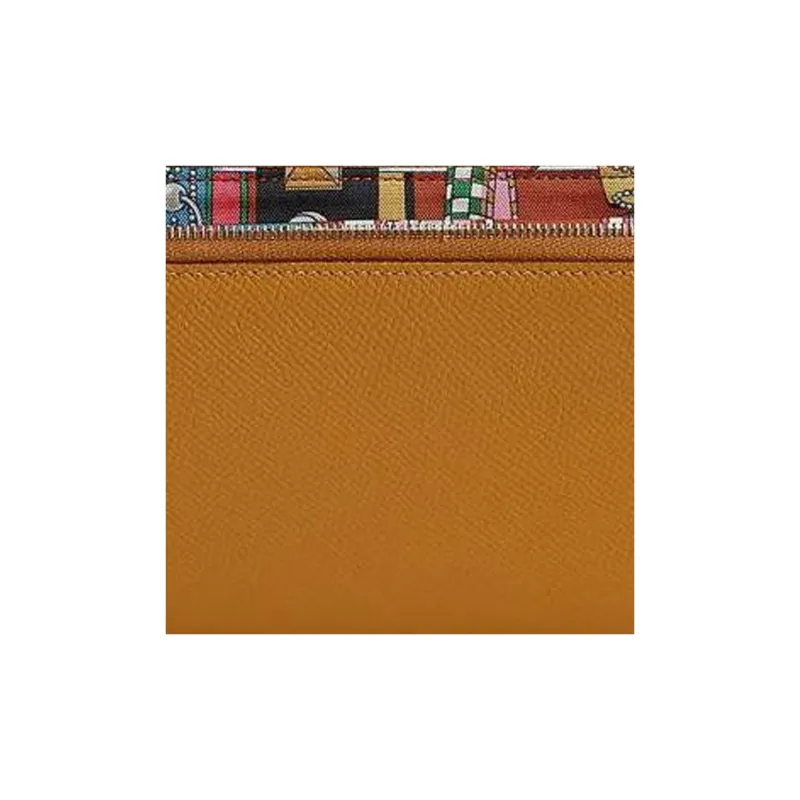 HERMES Epsom And Barenia Calfskin Wallet Women's Sesame Brown & Chili Powder & Rose Trendy-2