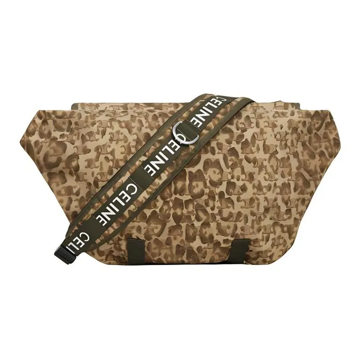 CELINE Fabric Messenger Bag Shoulder Bag Crossbody Bag Medium Size Men's Leopard Multicolor Khaki-2