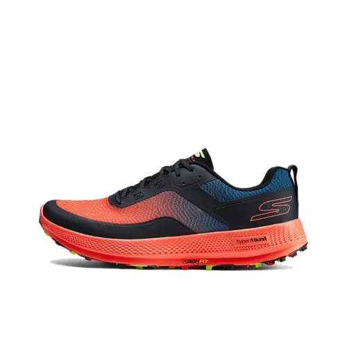 Skechers GO RUN Anti-Slip Wear-Resistant Low-Top Casual Running Shoes Men's Black Orange Red