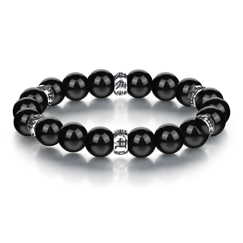 YFANXI Obsidian Jade Bracelets Men's-0