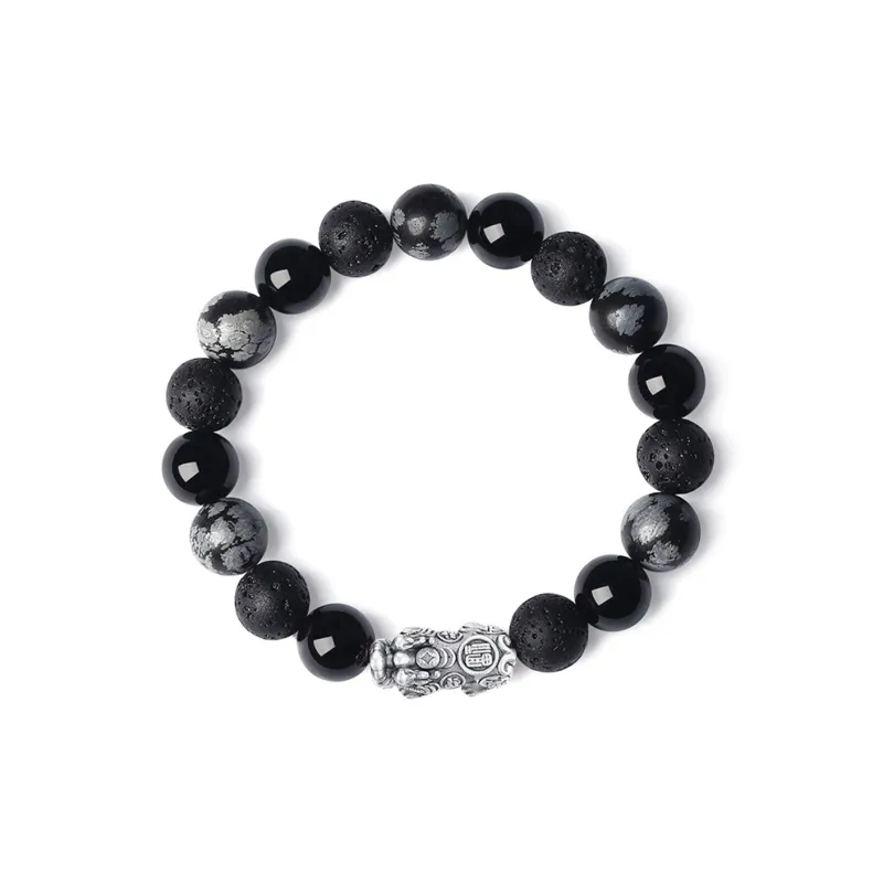 YFANXI Obsidian Jade Bracelets Men's-0