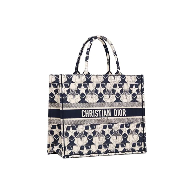DIOR BookTote Embroidery Tote Bag Shopping Bag Handbag Women's White/Blue-1