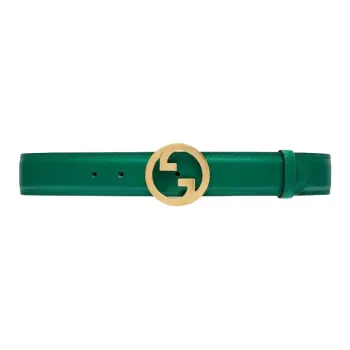 GUCCI Gucci Blondie Collection Double G Round Smooth Buckle Leather Leather Belts Women's Green Width: 4CM