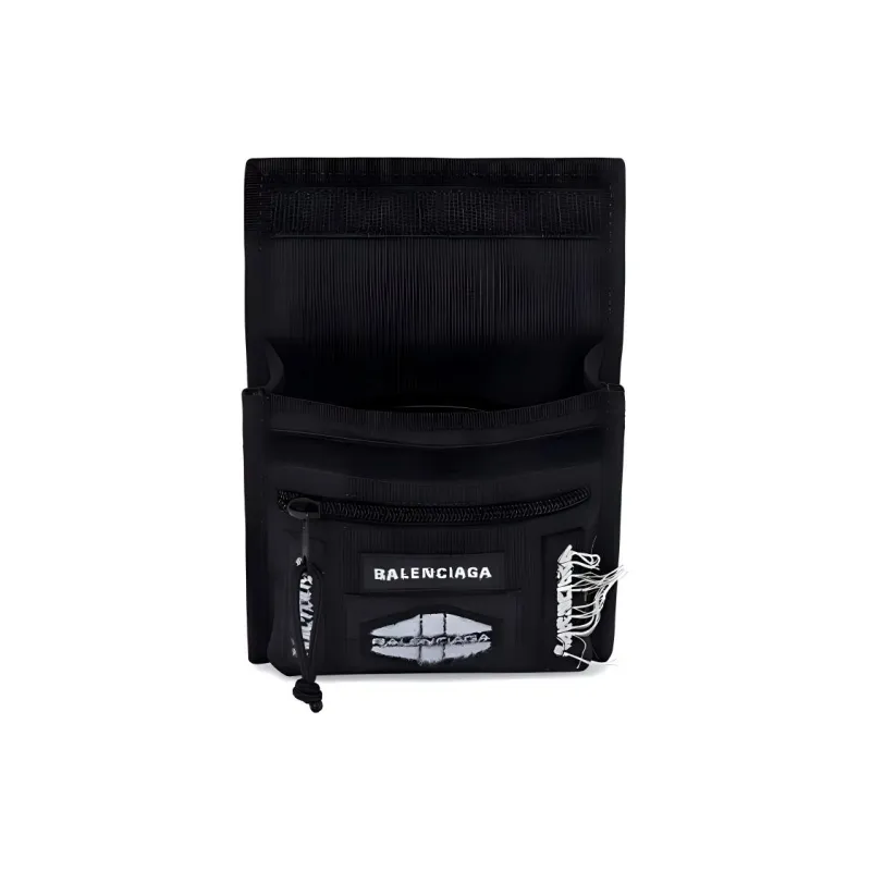 Balenciaga Explorer Embroidery Shoulder Bag, Crossbody Bag Trumpets Men's Black-5