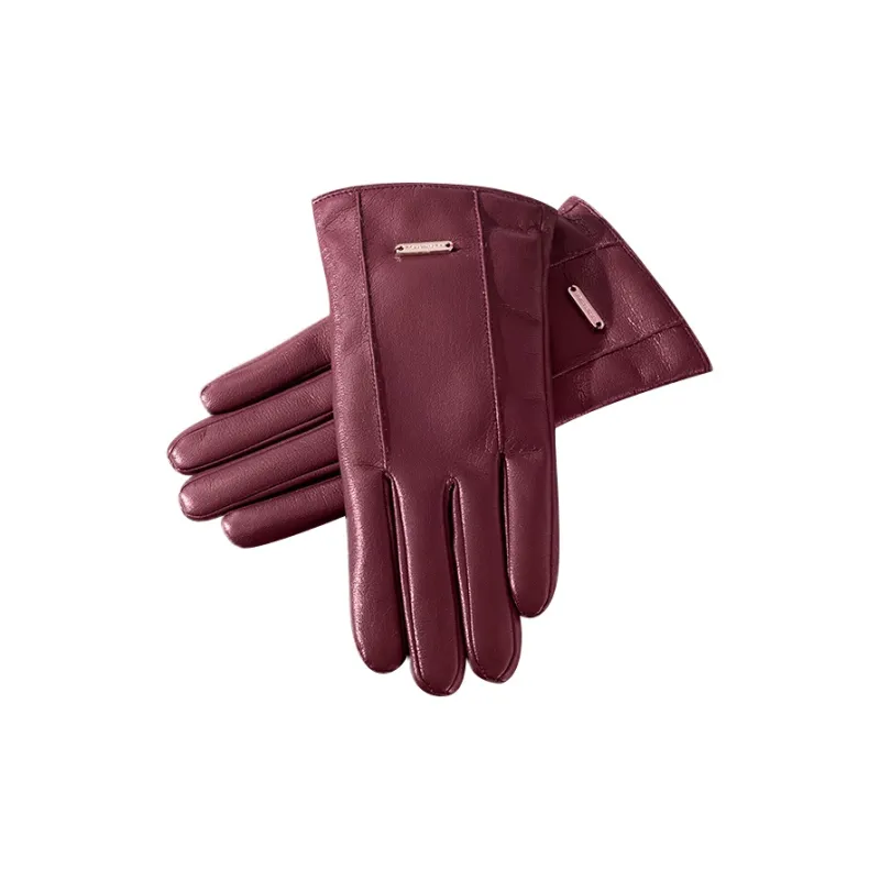 HLA Fabric  Polyurethane PU Leather; Lining  Sheep Wool Polyamide PU Glove Women's-0