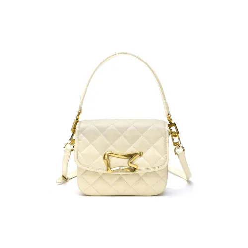 Satchi Cow Leather Shoulder Bag, Crossbody Bag, Handbag Regular Women's Light Yellow/Red