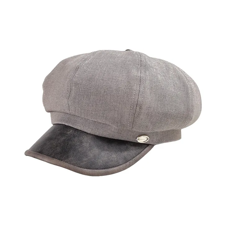 STUFFER Cotton Linen Blend PU Berets Unisex-3