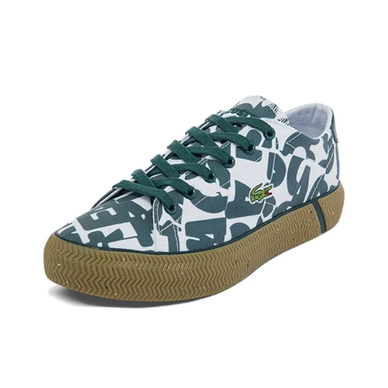 LACOSTE Low Top Skateboard Shoes Women's White Green-1