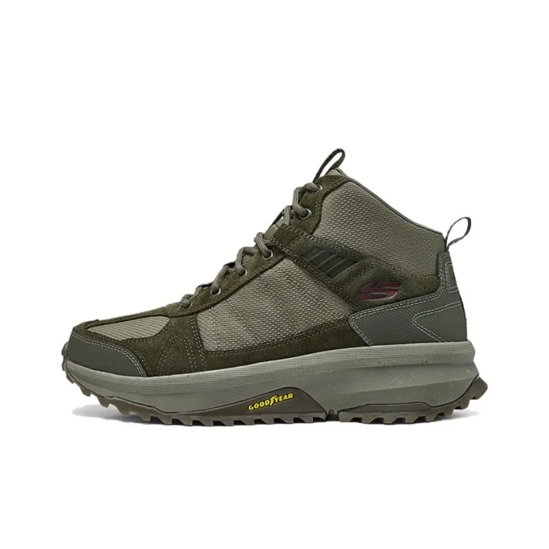 Skechers OUTDOOR Slip Resistant Breathable Mid Top Hiking Shoes Men's Olive Green-0