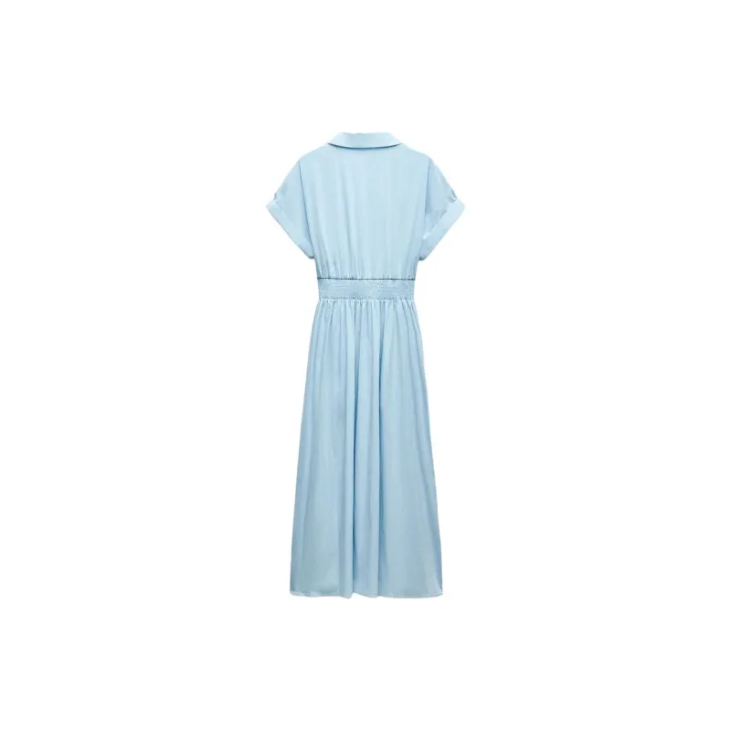 ZARA Short-Sleeved Dresses Women's Light Blue-1
