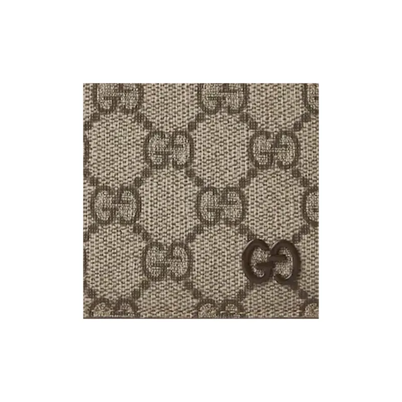 GUCCI Supreme Canvas Card Clip Card Holder Men's Beige & Ebony-4