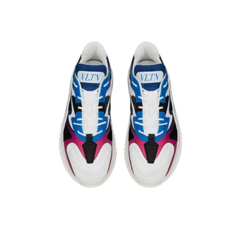 Valentino Wade Runner Low Top Casual Shoes Men's White Blue Purple-3