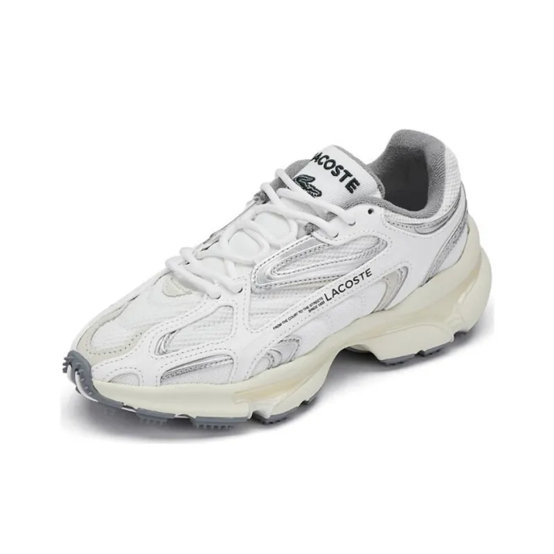LACOSTE Anti Slip Wear Resistant Low Top Casual Shoes Women's White Gray-1