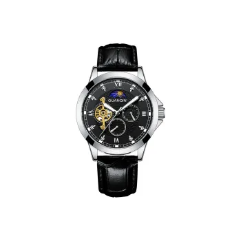GUANQIN GUANQIN GJ16287.PD Automatic Mechanical Movement Genuine Leather Strap Watch Men's Watches Black Dial
