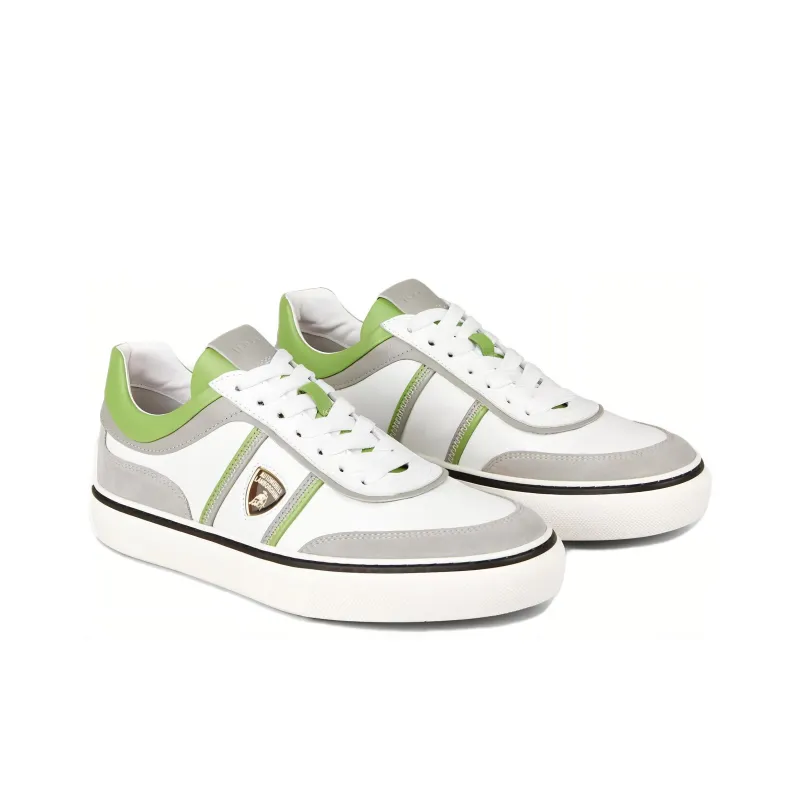 AUTOMOBILI LAMBORGHINI x TOD'S Low-Top Skateboard Shoes Men's Gray White Green-2