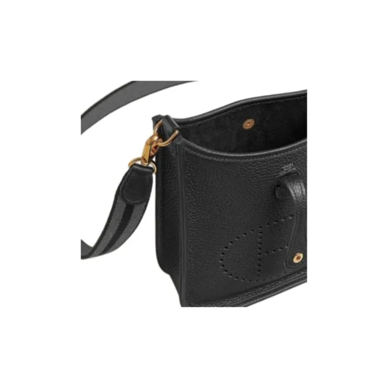 HERMES Evelyne Clemence Bullock Leather Ivorie Shoulder Bag Crossbody Bag Women's Black-3