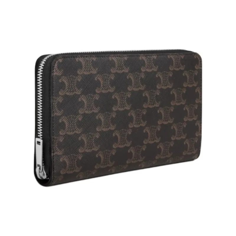 CELINE Triomphe Canvas Wallet Large Size Men's Brown-1