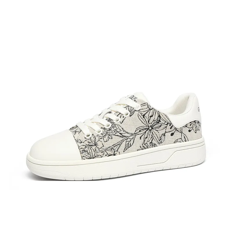 GOLDLION Lightweight Low Top Skateboard Shoes Women's White Black-1