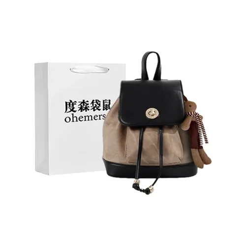 Dusen Kangaroo Pu Backpack Regular Women's Black/Caramel