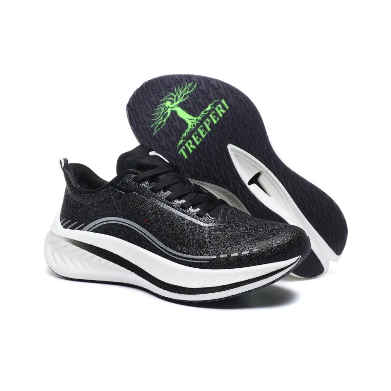 TREEPERI Low Top Carbon Plate Casual Marathon Training Sprint Running Shoes Unisex Cosmic Black-6