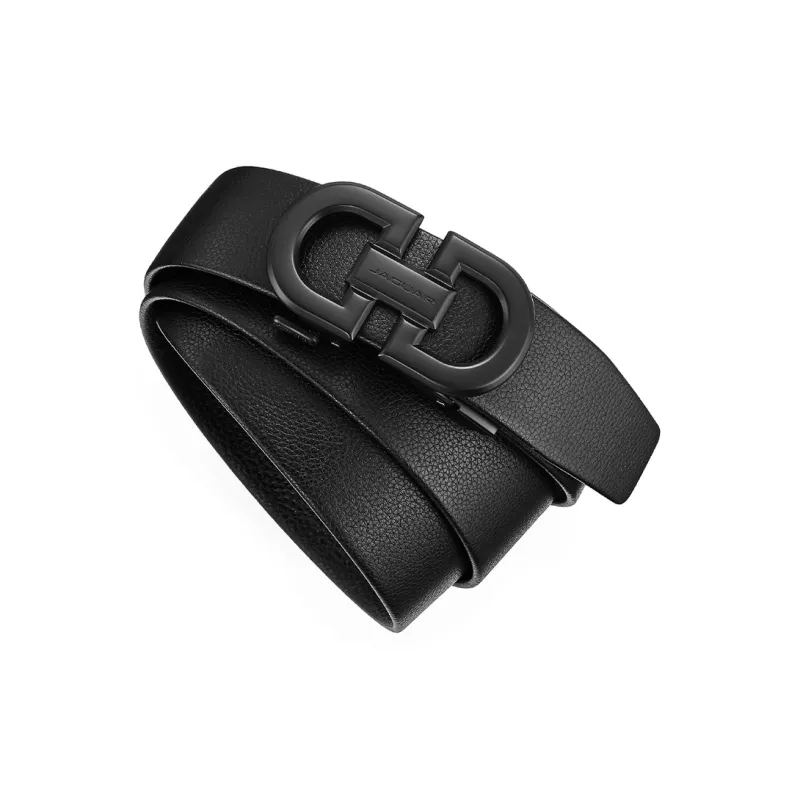JAGUAR Advanced Cut Out Automatic Buckle For Everyday Work Cow Leather Leather Belts Men's Black Width  3.5cm-1
