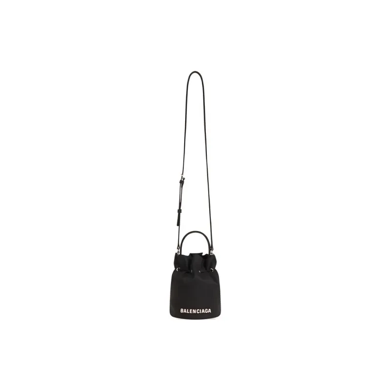 Balenciaga WHEEL Nylon Bucket Bag, Handbag, Shoulder Bag, Crossbody Bag Small Size Women's Black-3