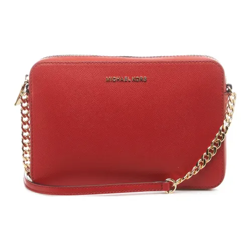 MICHAEL KORS Jet Set Calfskin Shoulder Bag Crossbody Bag Large Size Women's Red