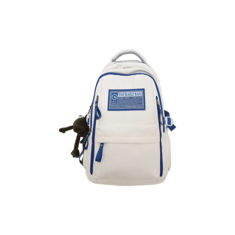 Parker Bear Nylon Backpack Unisex Black/White Red/White Orange/White Blue-7