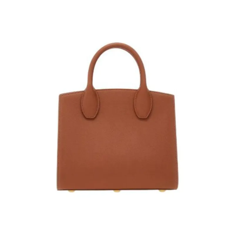 FERRAGAMO Studio Series Calfskin Box Bag, Shoulder Bag, Crossbody Bag, Handbag Trumpets Women's Cognac-3