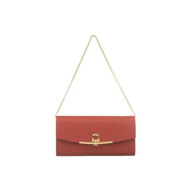 FERRAGAMO Leather Shoulder Bag Women's Maple Leaf Red-0