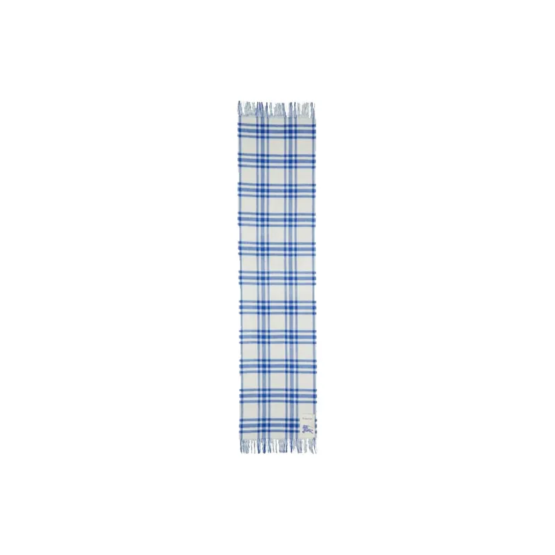 Burberry Cashmere Knit Scarves Women's Blue/White-0
