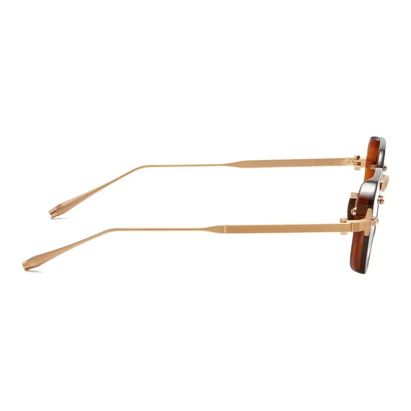 Akoni Titanium Irregular Shape Sunglasses Unisex Brown-2