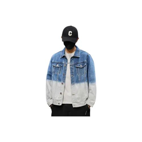 Tonlion Denim Jackets Men Blue With White Lettering