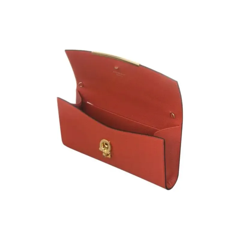 FERRAGAMO Leather Shoulder Bag Women's Maple Leaf Red-2