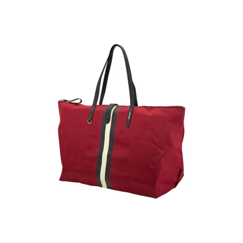 BALLY Nylon With Leather One Shoulder Handbag, Travel Bag Women's Red-1