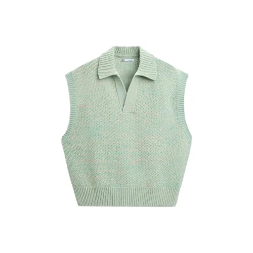 ZARA Tank Tops Men Light Blue-green