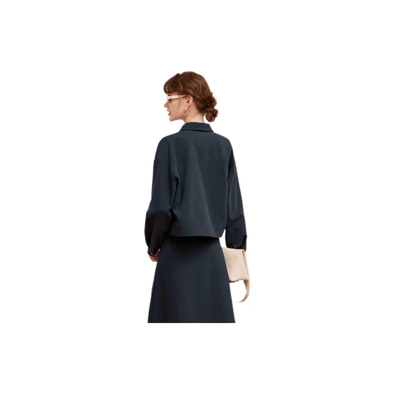 LOUISY AO Cropped Coats Women's Navy Blue-1