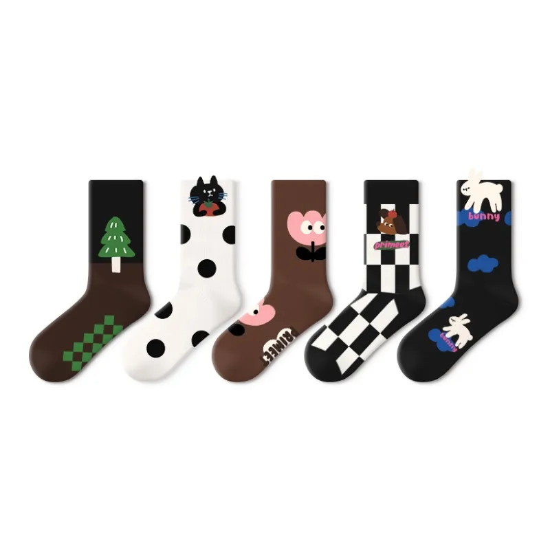 Primeet Mid Calf Socks Fall And Winter Women's 5 Pack-21