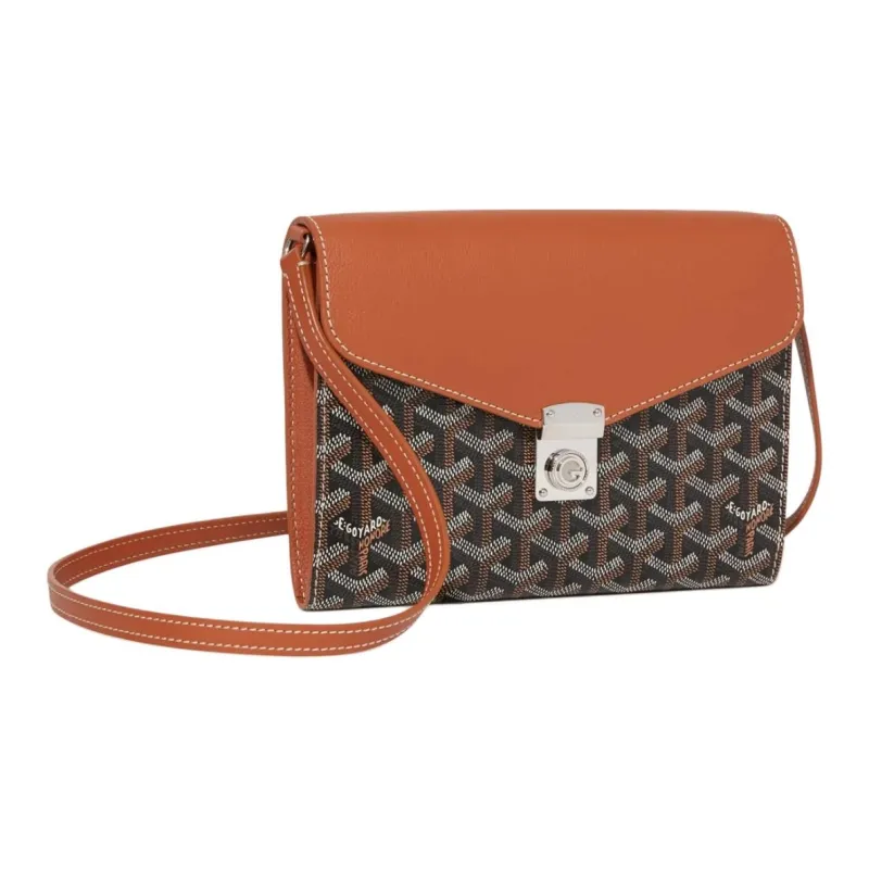 GOYARD Canvas With Calfskin Shoulder Bag, Crossbody Bag Unisex Black & Brown-1