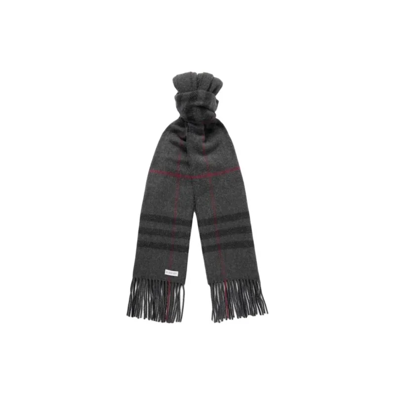 Burberry Cashmere Knit Scarves Men's Charcoal Gray-0